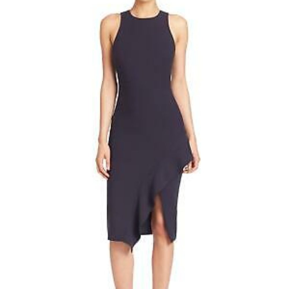 Cinq a Sept Piper Ruffle Hem Dress Navy - Size 6